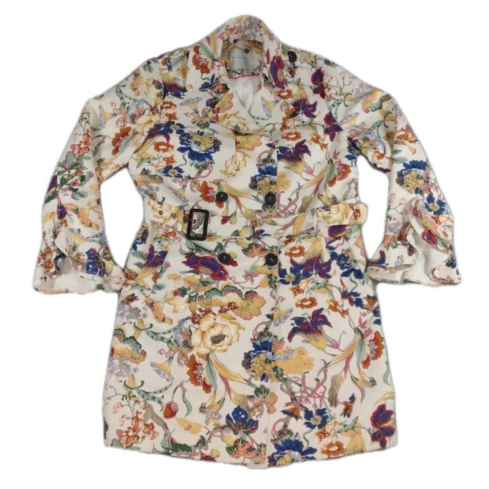 Rino & Pelle All Over Floral Jungle Pattern Light Weight Coat Women's Sz 42 US 6